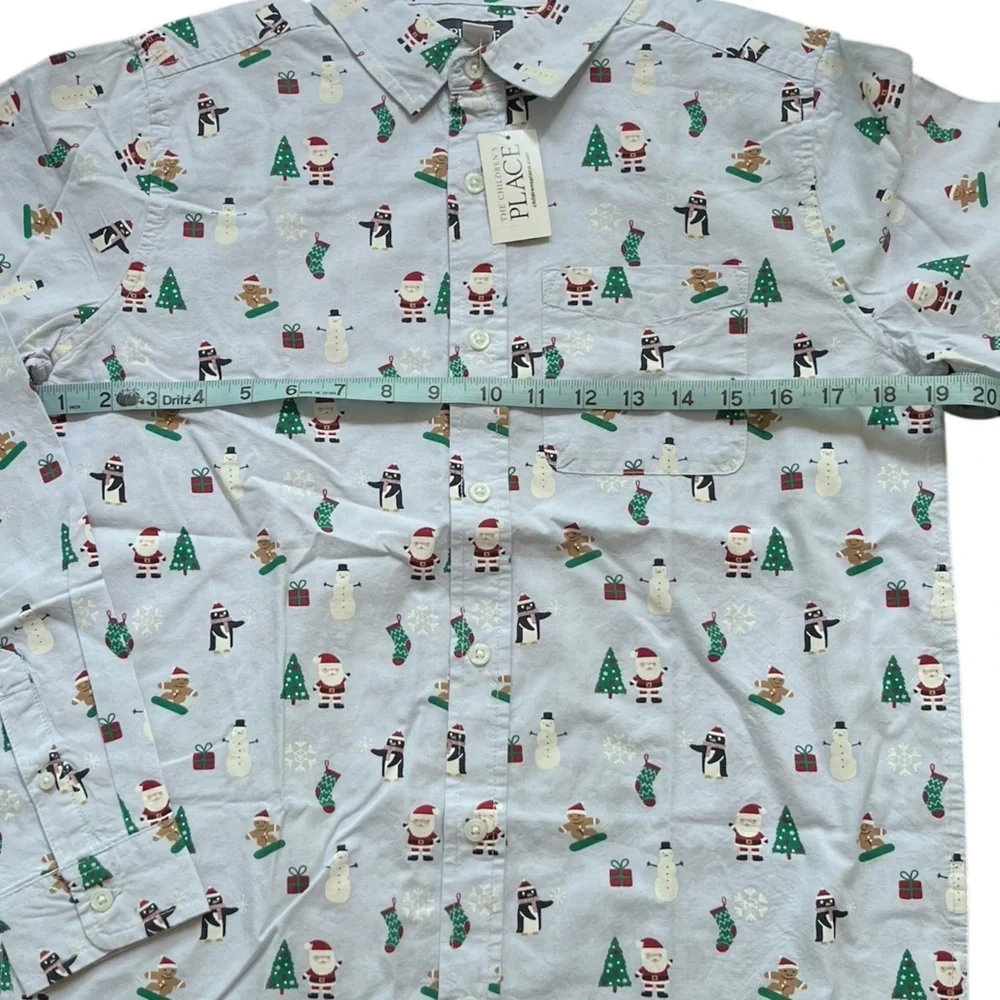 The Childen's Place Boys Long Sleeve Christmas Dress Shirt, Size 16, XXL